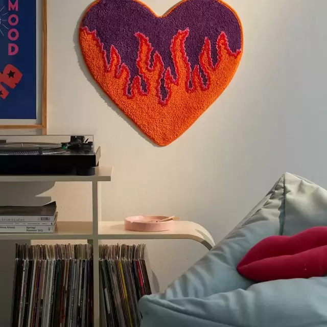 Flaming Heart Bath Mat