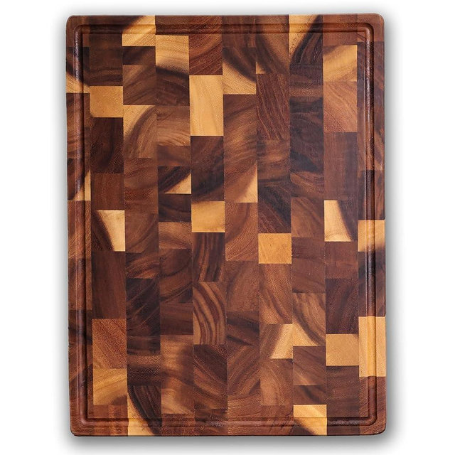 Wood Cutting Board for Kitchen,Walnut Chopping Board with Gift Box,Butcher Block Cutting Board with Juice Grooves & Handles,15.8"x11"x1"