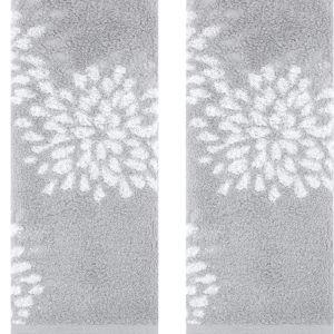 REGALWOVEN Bathroom Pure Cotton Absorbent Soft Decorative Hand Towel 14" x 30" Grey 2 Pcs