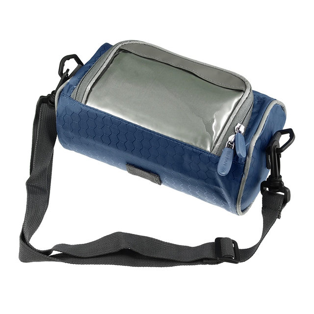 Unique Bargains Bike Handlebar Bag with Touch Screen Phone Holder Front Storage Bag 1 Pc Navy Blue