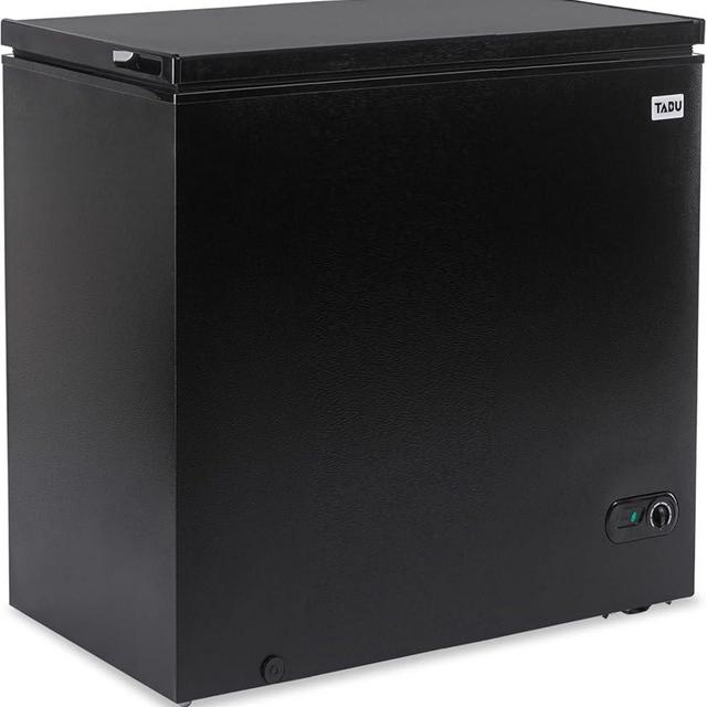 TABU 10 Cu Ft Large Chest Freezer with 7 Level Adjustable Thermostat,Compact Freestanding Top-opening Deep Freezer with Removable Storage Basket, Black