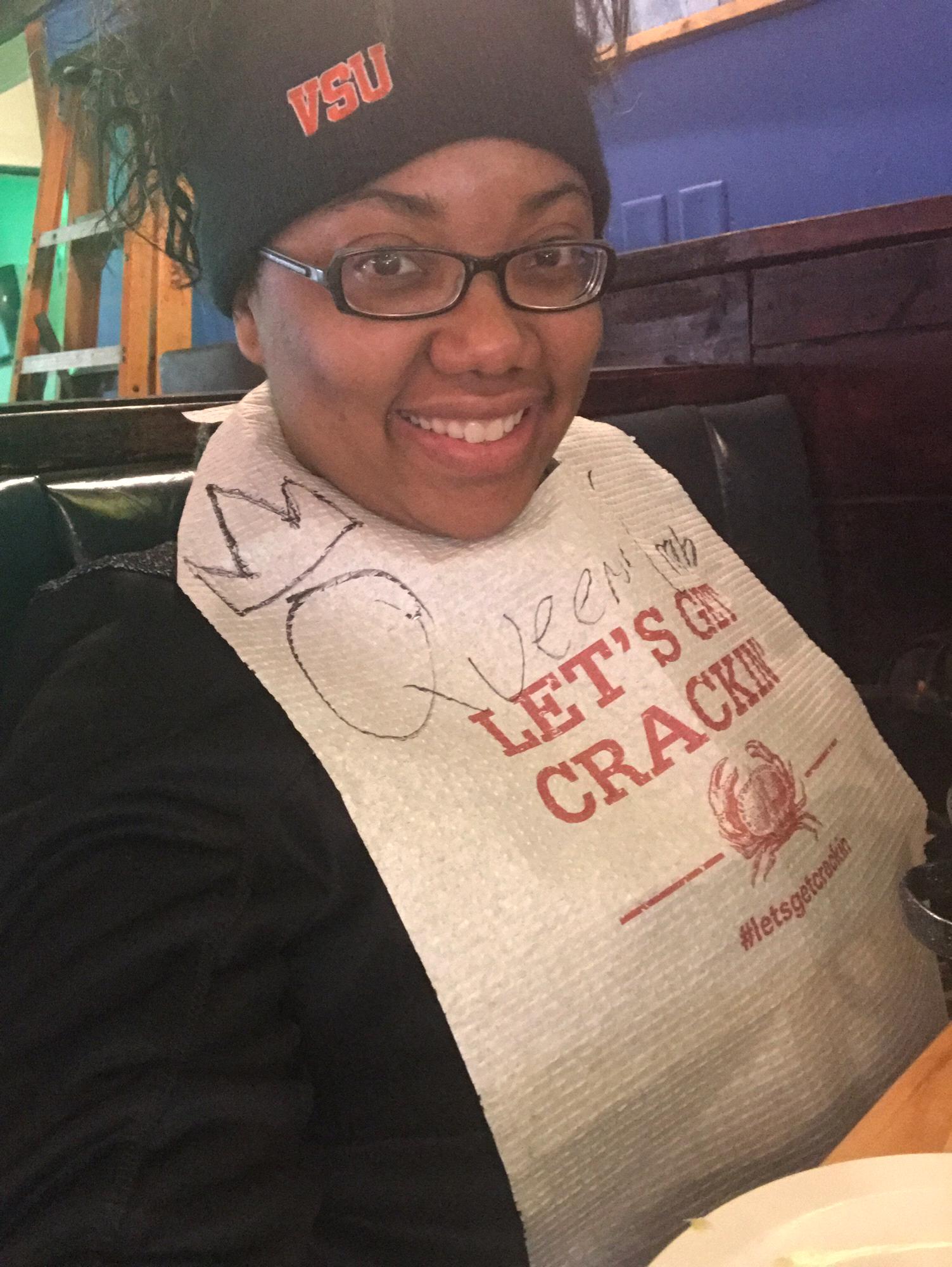 The Queen! Mmm... Crab Legs.