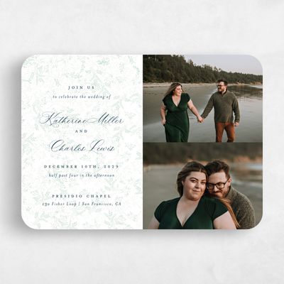 White Rounded Wedding Invitation - Emma Multiphoto
