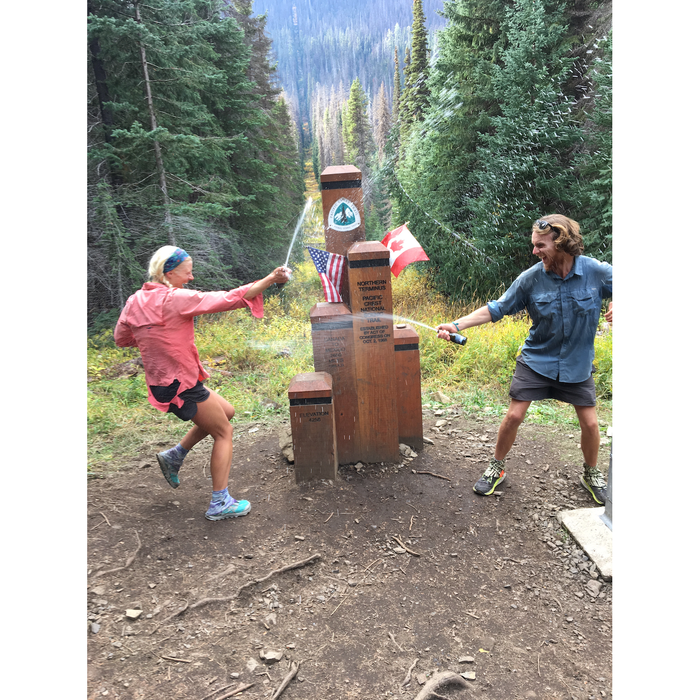 Victory! Celebrating the completion of our 5-month thru hike along the Pacific Crest Trail in 2018.