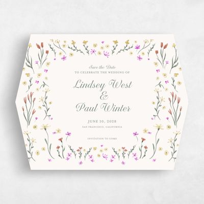 Beige Diamond Wedding Save the Date - Harebell Landscape
