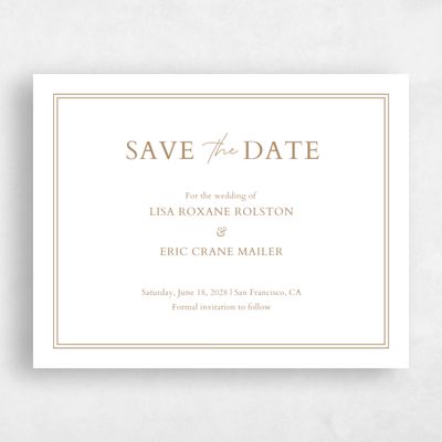 Metallic Bronze, Brown Wedding Save the Date - Verona Type Letterpress