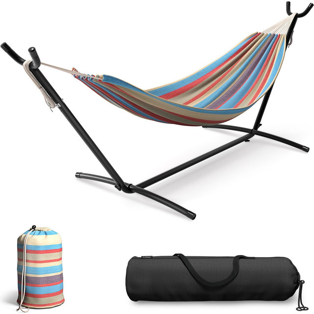 Sorbus Double Hammock With Steel Stand and Portable Carrying Case