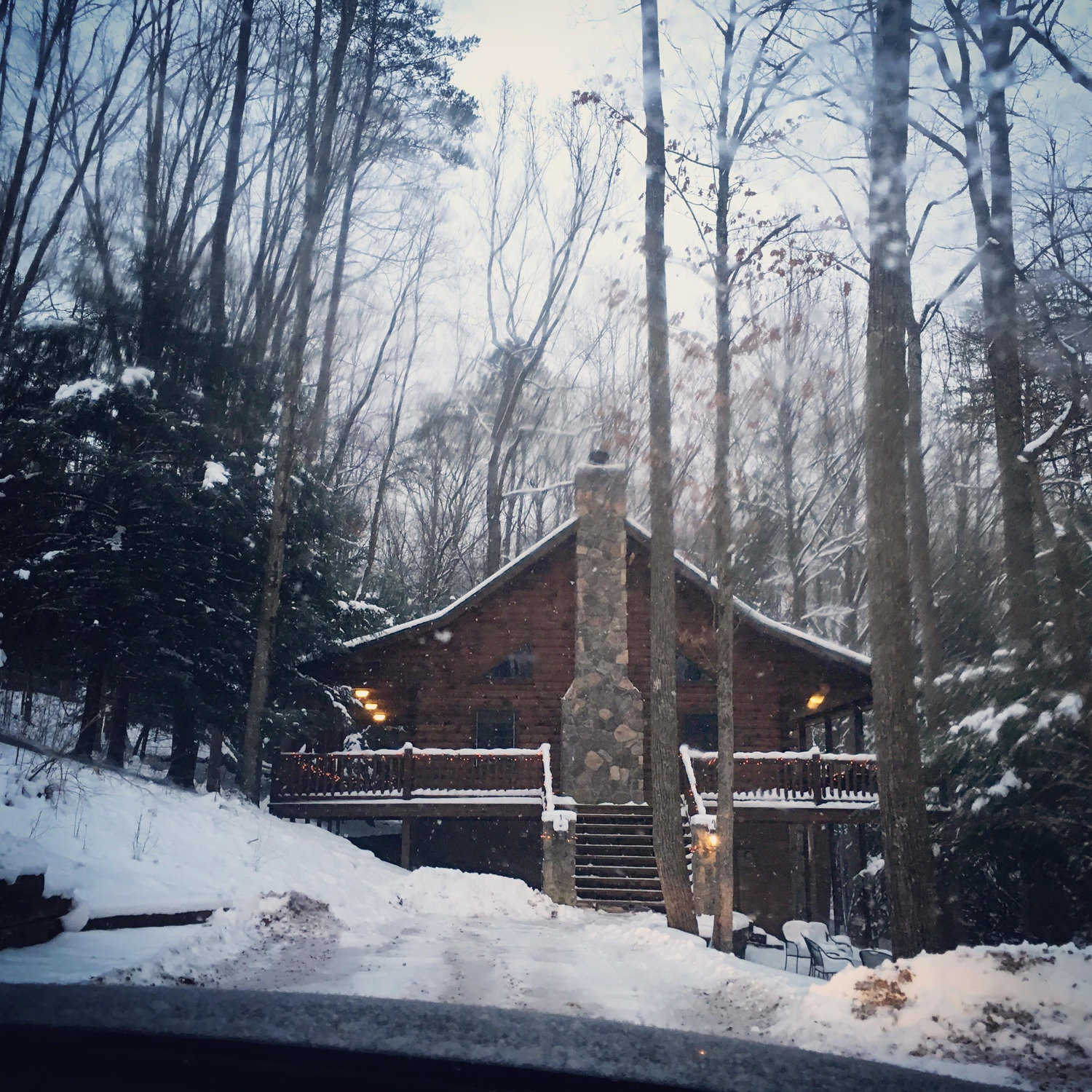 Our Valentine's Day cabin!  So pretty in the snow.