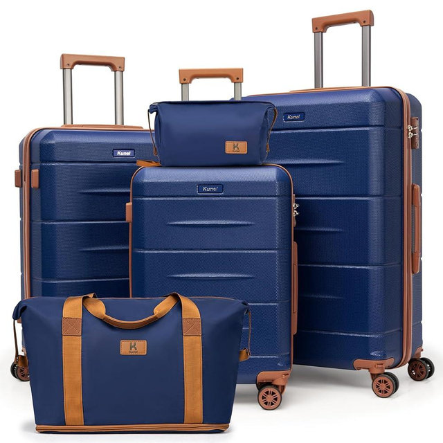 KUNEL Luggage Sets 5 Piece Hardshell Suitcase Sets with Detachable Spinner Wheels, ABS Carry on Luggage with TSA Lock,Travel,NavyBlue（20/24/28 Inch