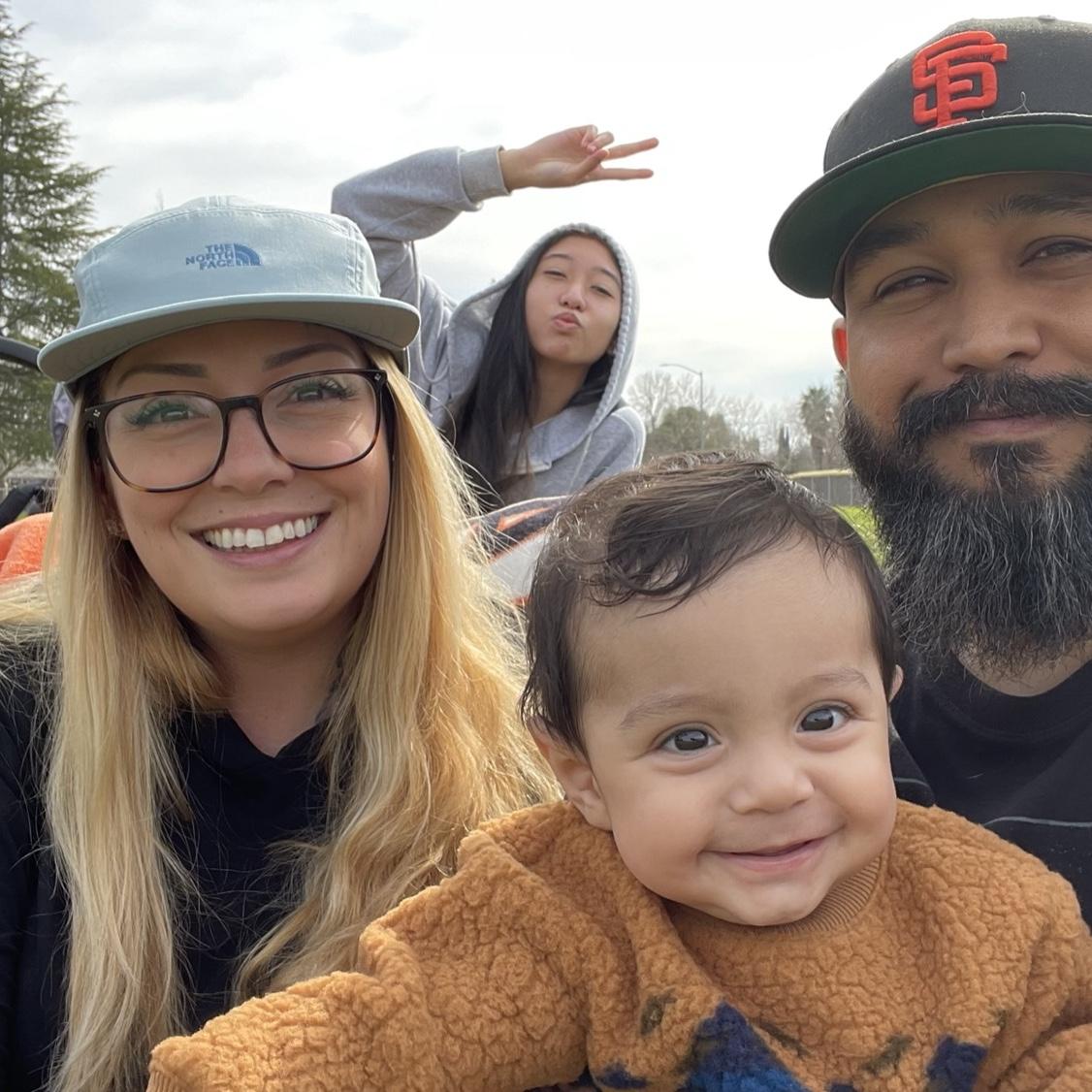 Any excuse to be outside, our happy little family!