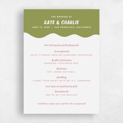 Green Simple Wedding Program - Key West