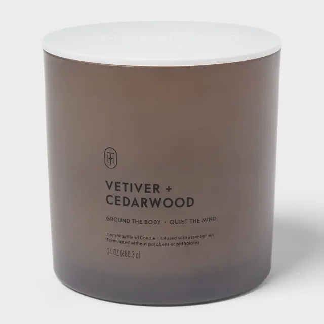 3 Wick Glass Vetiver and Cedarwood Jar Candle 24oz - Threshold™