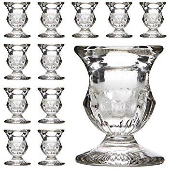 Hosley's Set of 12 Glass Taper Candle Holders - 2.5" High. ideal for weddings, party favor, gifts