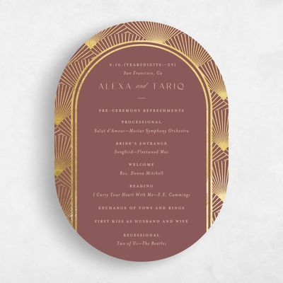 Brown Oval Wedding Program - Hayden Foil