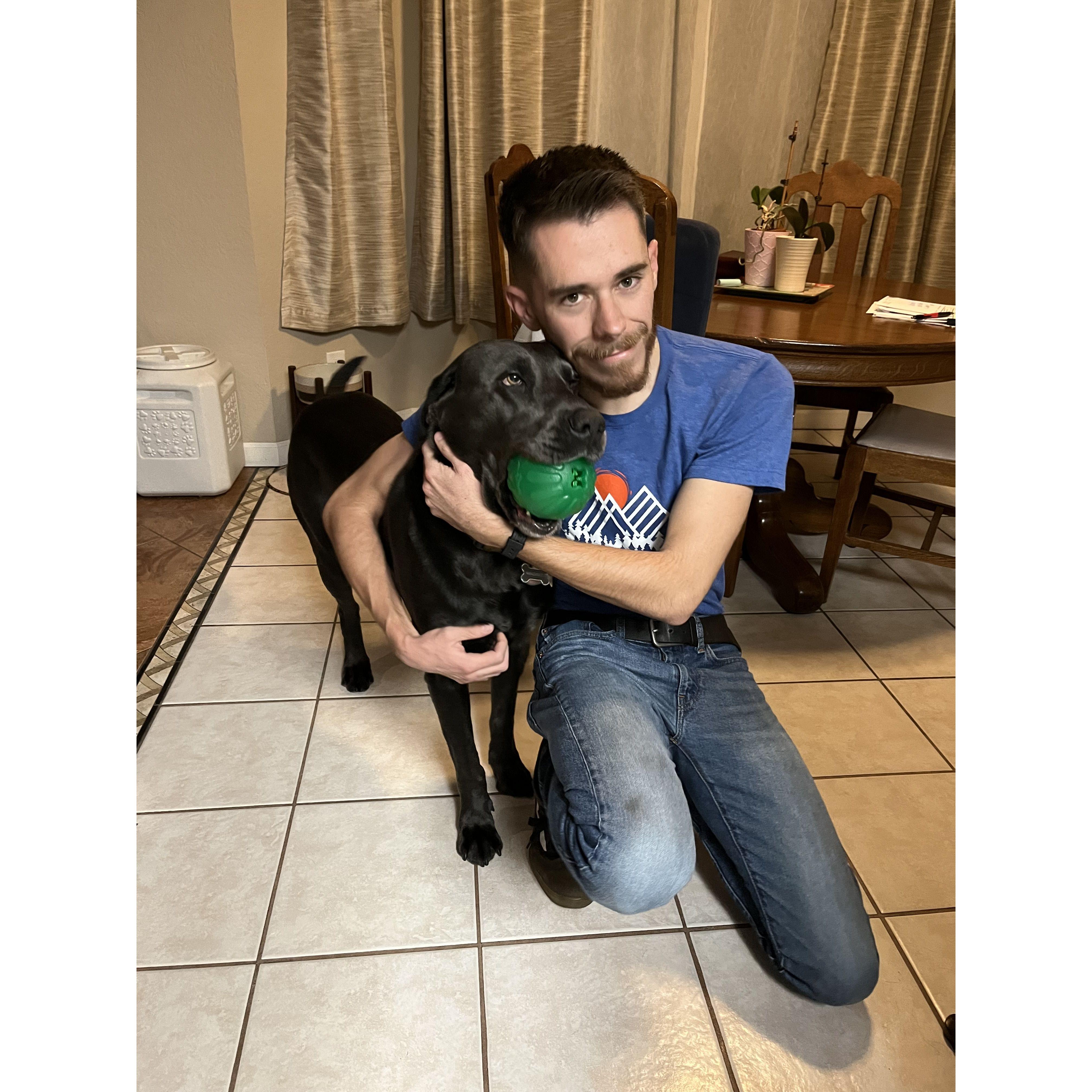 Chase with his new best friend.