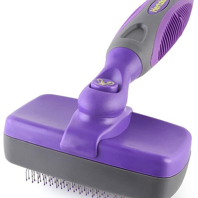 HERTZKO Self-Cleaning Slicker Brush for Dogs and Cats Pet Grooming Dematting Brush Easily Removes Mats, Tangles, and Loose Fur from The Pet’s Coat (Sensitive Skin (Small))