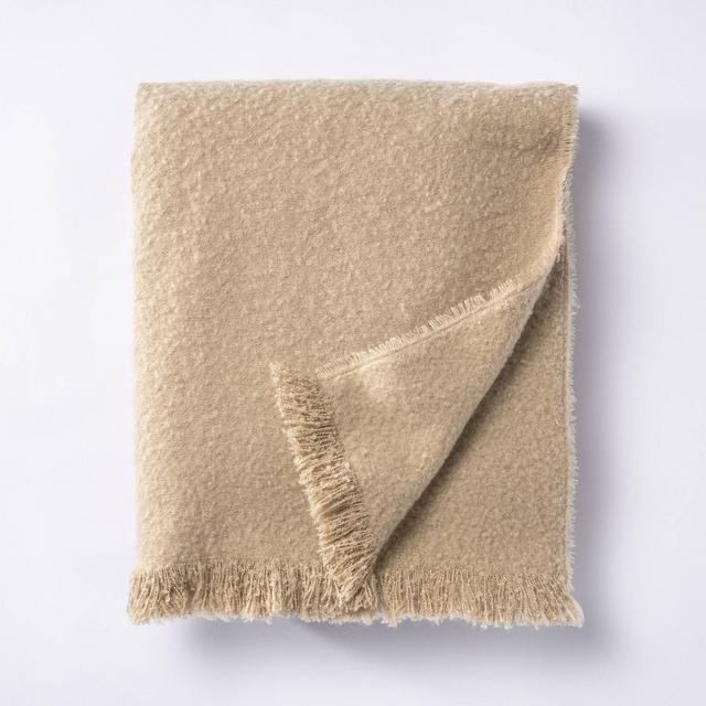 Boucle Faux Mohair Throw Blanket Neutral - Threshold™ designed with Studio McGee