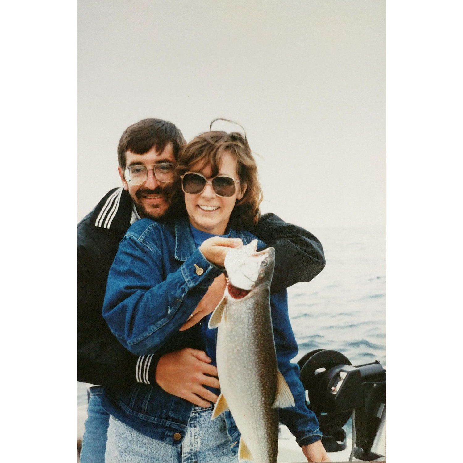 Robert and Eileen Hall (Father and Mother of the Groom) Enjoying some time on the water and catching big fish! yr unkown