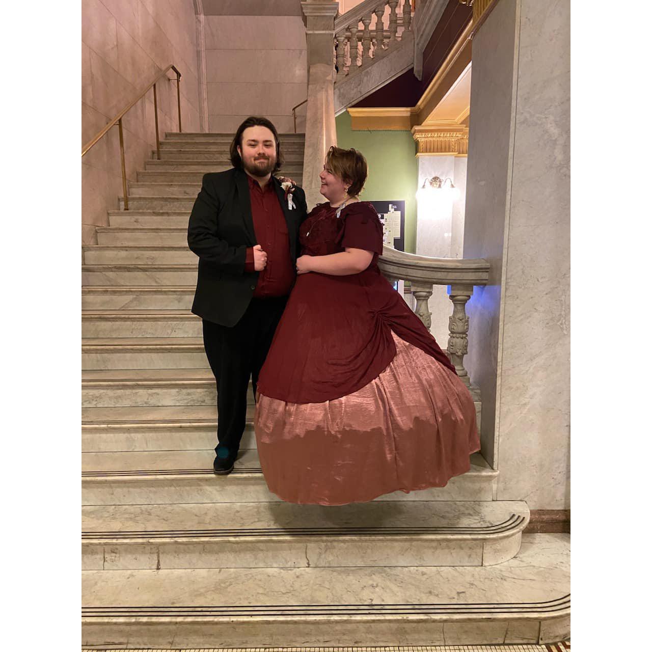 Probably our most famous picture, at our first Statehouse Ball. And the first picture of us that we ever hung up in the apartment.