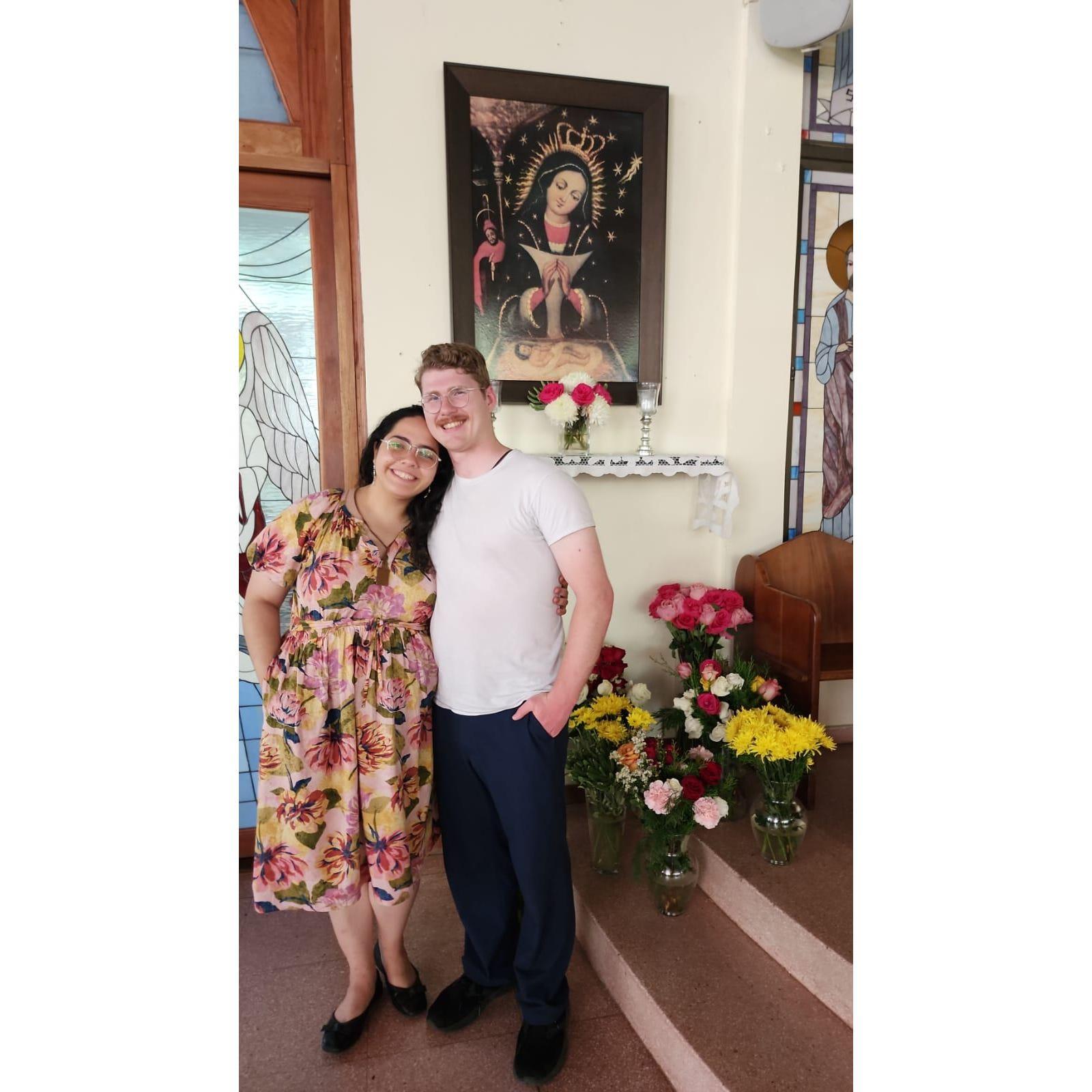 WE MADE IT!!! All because of the intercession of Nuestra Señora de la Altagracia. This is an image of her in Adelle's home parish.