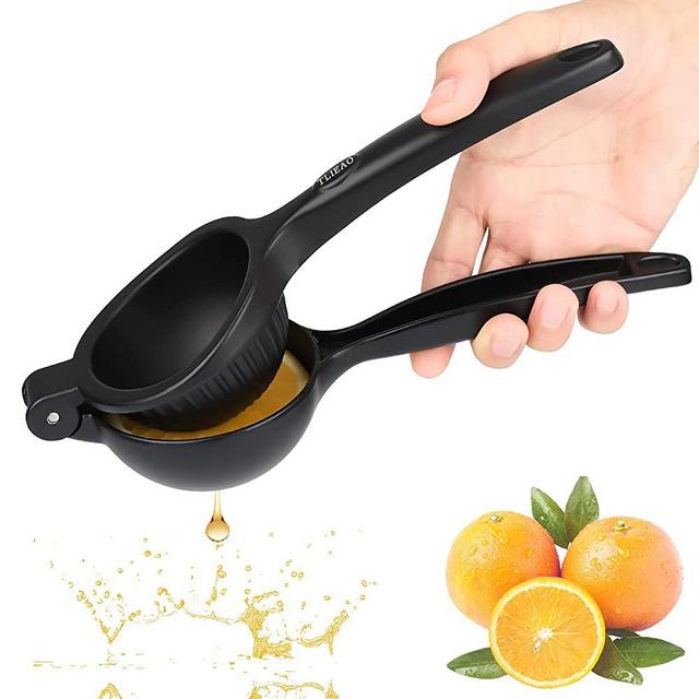 TLIEAO Lemon Squeezer Large Citrus Squeezer Manual Lime Juicer Hand Press Ergonomic Heavy Duty Orange Squeezer for Fruits, Lemons & Limes, Black