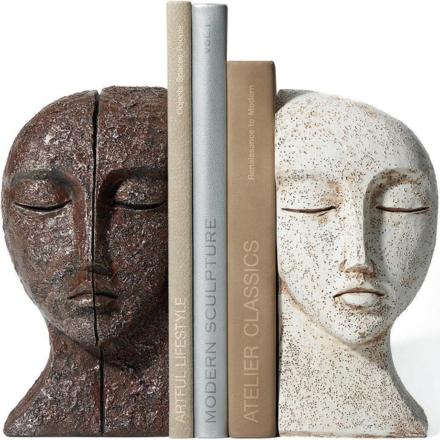 Heavy Duty Book Ends for Shelves - Book Ends for Heavy Books, Book Stopper for Shelves, Bookends for Shelves, Book Ends Unique, Bookends Decorative, Aesthetic Bookshelf Decor, The Tranquil Faces
