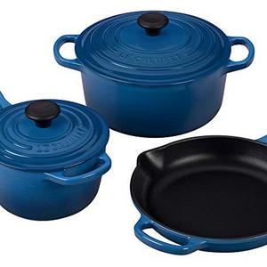 Le Creuset 5 Piece Signature Enameled Cast Iron Cookware Set, Marseille