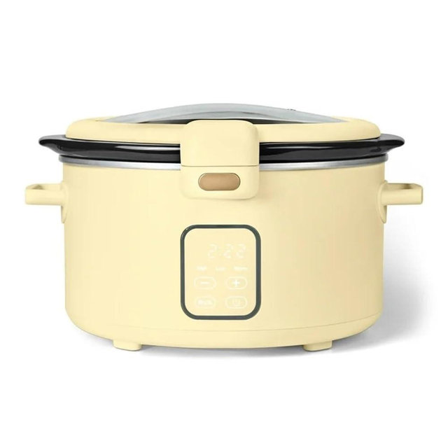 Slow Cooker 4-Quart Programmable Digital Slow Cooker with Touch-Activated Display, Dishwasher-Safe Crock Pot, Digital Timer, Compact Size
