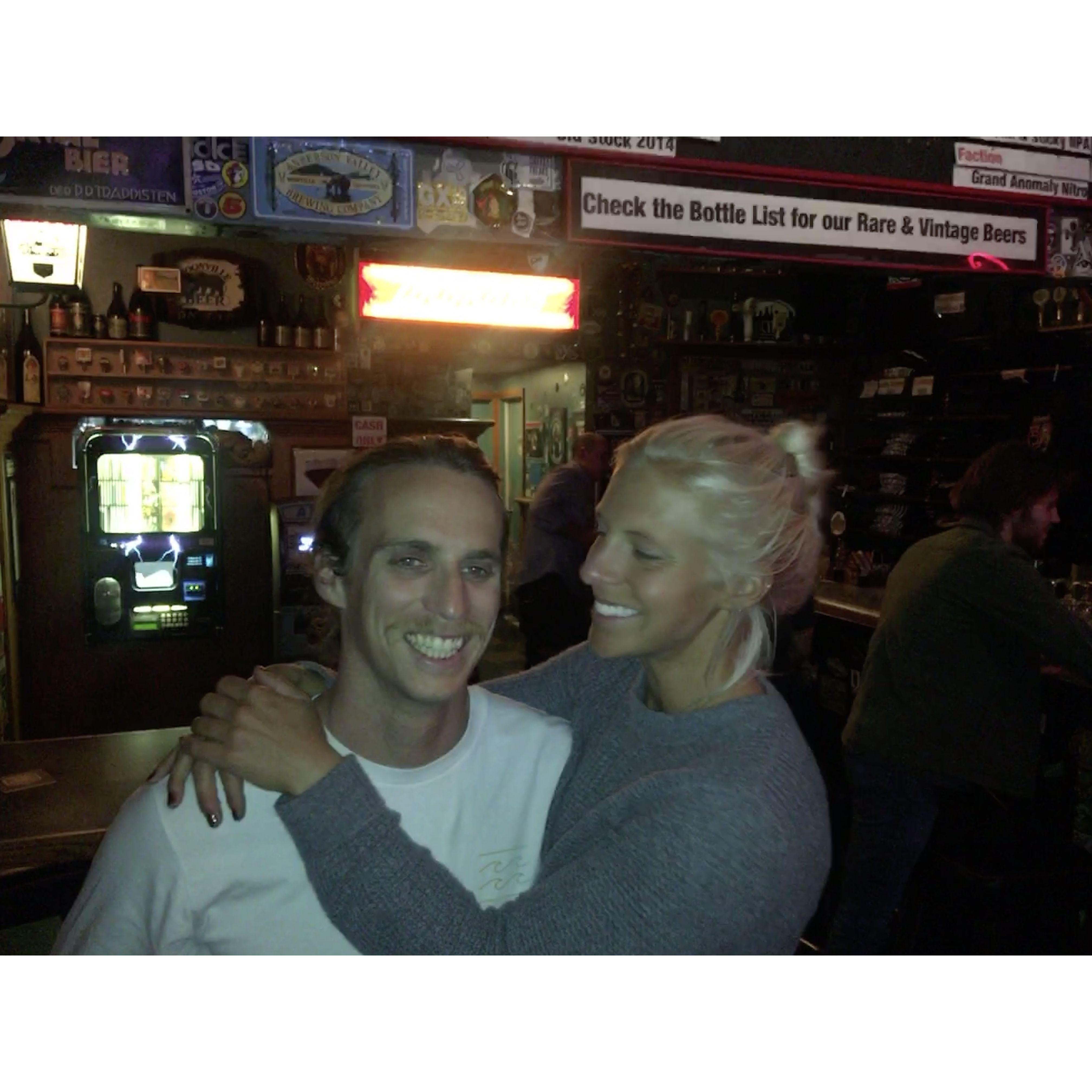 Victory laps at our favorite local dive in San Francisco, Tornado. We used to walk there every Wednesday for hump-day beers as our "training" for the PCT 😅