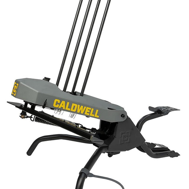 Caldwell Claymore Target Thrower 50 Clay Capacity, 55 Yd Throw with Foot Pedal for Single Person Use - No Electricity Needed for Clay Throwing, Hunting, Shooting Sports