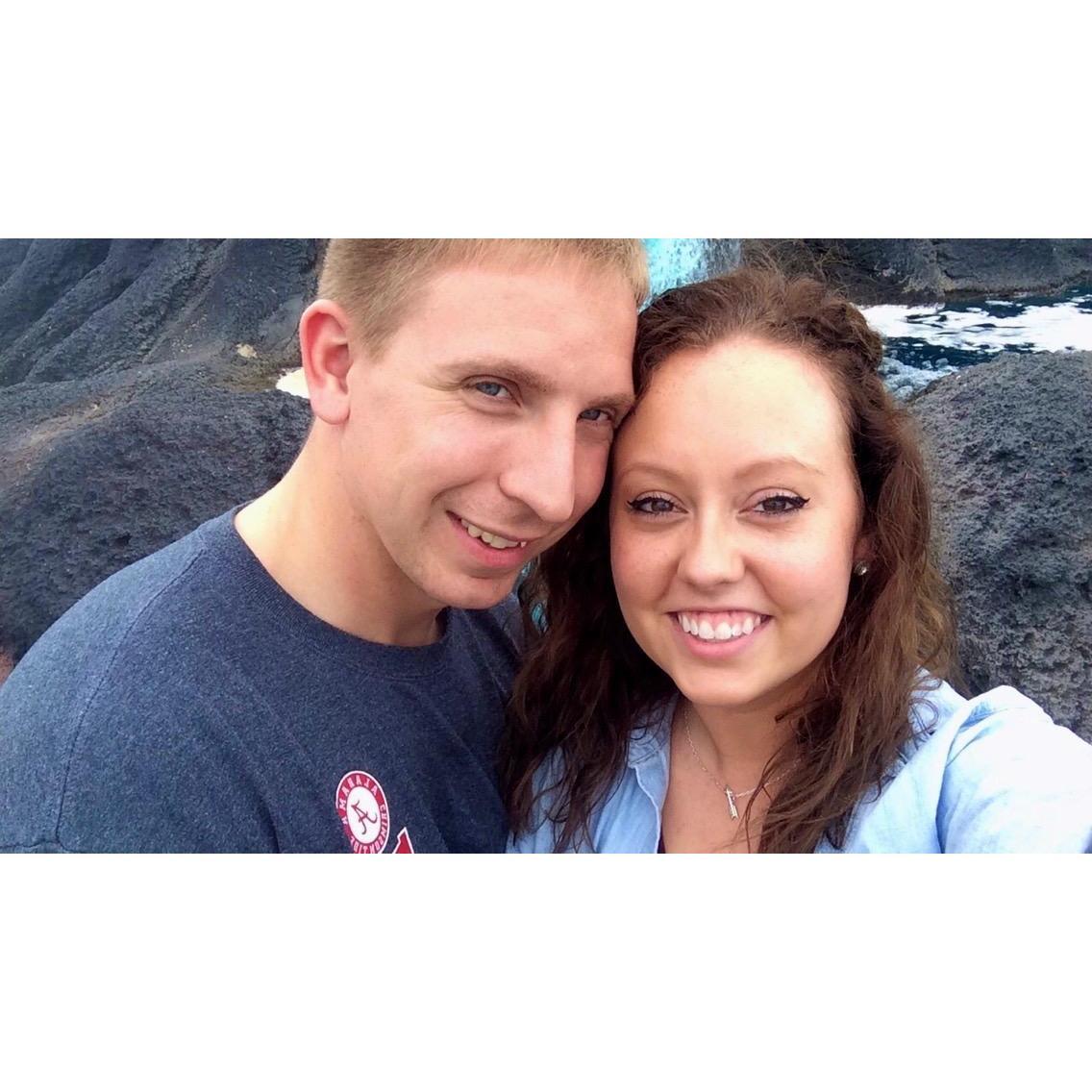Our very first photo together! We were at Volcano Falls Adventure Park in Rockford, IL
