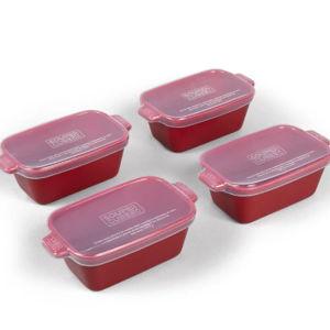 Ceramic Baking Dish, Red, 5" Rectangle, set of 4