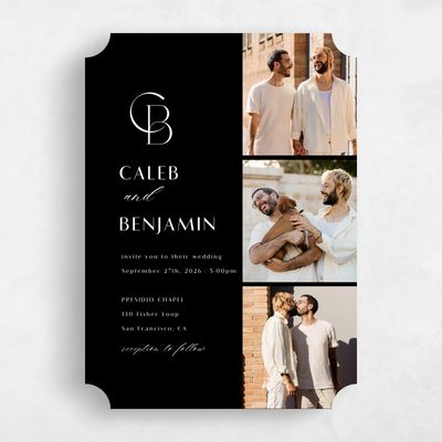 Black Ticket Wedding Invitation - Kenai Multiphoto
