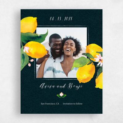 Darkest Teal, Green Wedding Save the Date - Folly Portrait
