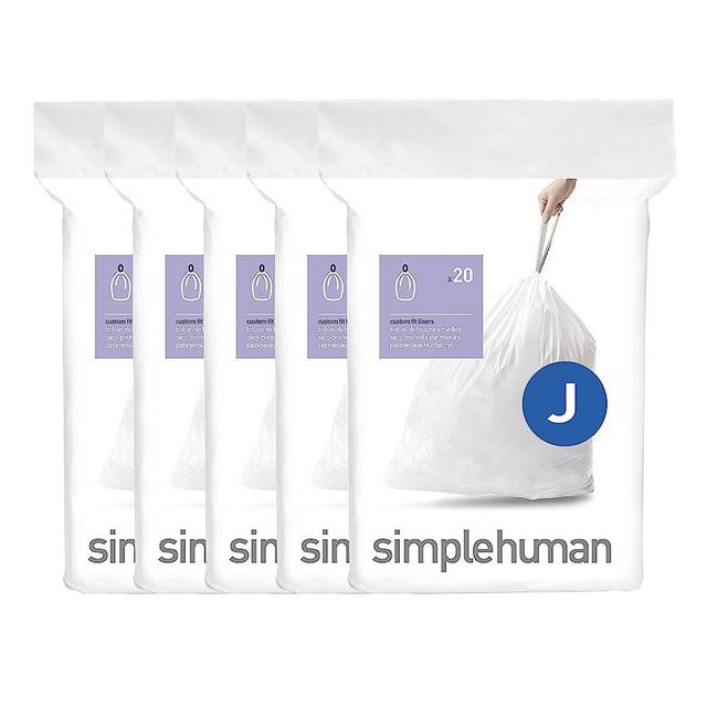 simplehuman Code J Custom Fit Drawstring Trash Bags in Dispenser Packs, 100 Count, 30-45 Liter / 8-12 Gallon, White