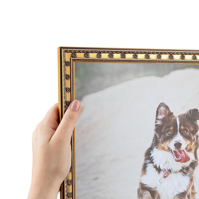 ArtToFrames 15x22 Inch Gold Picture Frame, This 0.75 Inch Custom Poster Frame is Gold with Star - Comes with Economy Acrylic and Corrugated Backing (2WOMD9329-15x22)