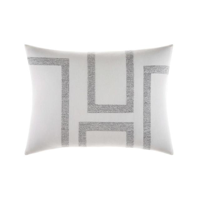 Vera Wang Shibori Grid White Stitched Geo Breakfast Pillow