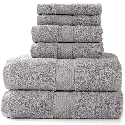 JARAFF Cotton Bath Towel Set - 6-Piece Towel Set, Premium Egyptian Cotton Towels (Light Grey)