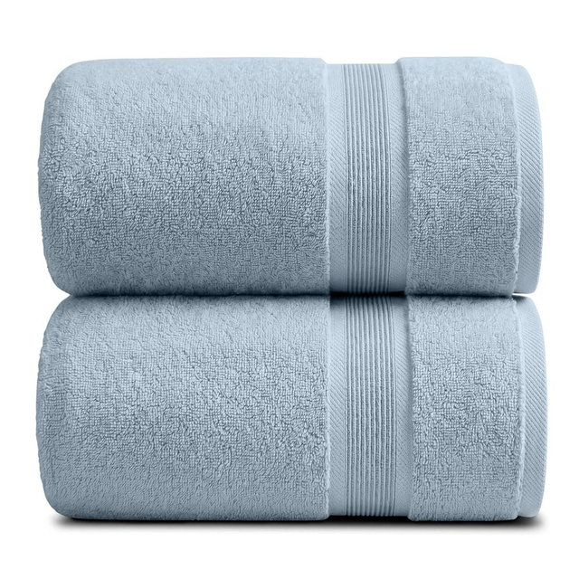 Springtree Home Luxury Bamboo Rayon Oversized Bath Towels Set of 2 | 35% Bamboo Rayon - 65% Zero Twist Cotton, Ultra Soft, Highly Absorbent | Blue Fog