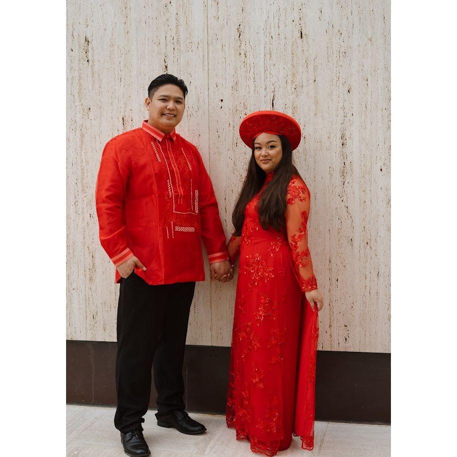 Proud to be wearing each other's cultural attire.