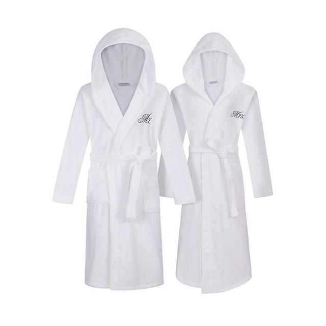Mr and Mrs Robes with Hood | Set of 2 Hooded Mr & Mrs Robes for Couples | 100% Terry Cotton | Shawl Collar | Extra Thick | Perfect Christmas Anniversary Engagement or Wedding Gift for the Couple