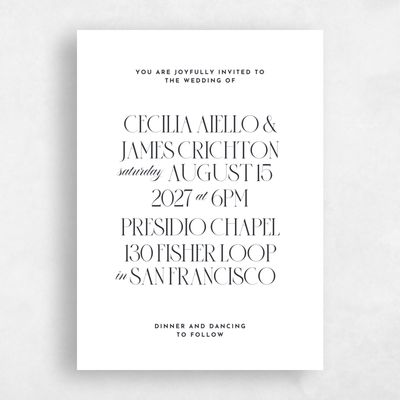 White Wedding Invitation - Milan Portrait