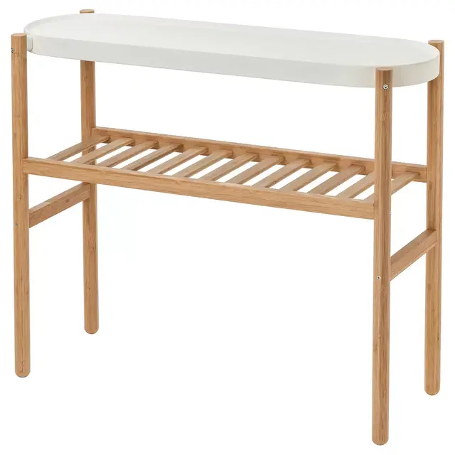 SATSUMAS Plant stand, bamboo, white, 27 ½ "