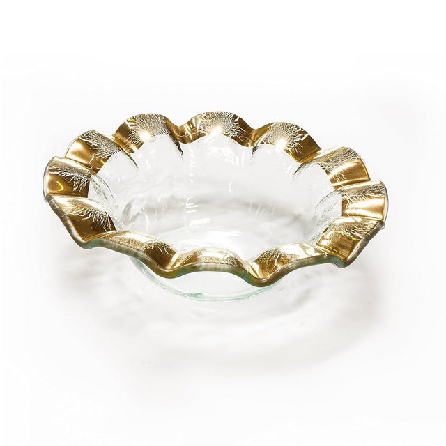Annieglass Ruffle 7 3/4" Wine Coaster in Gold