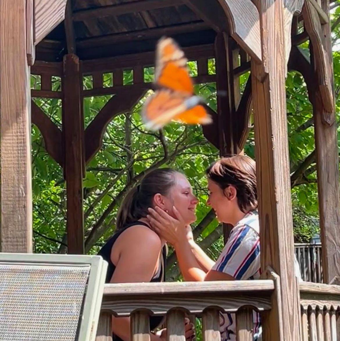 Rachel perfectly captured this butterfly flying across Hannah's proposal to Alli!