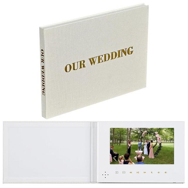 Eternal Love : Our Wedding Video Greeting Card Book（Beige）- Luxury Linen Bound Album with 7” Display, 4GB Memory, Rechargeable Battery. Cherish Every Moment - JTRF