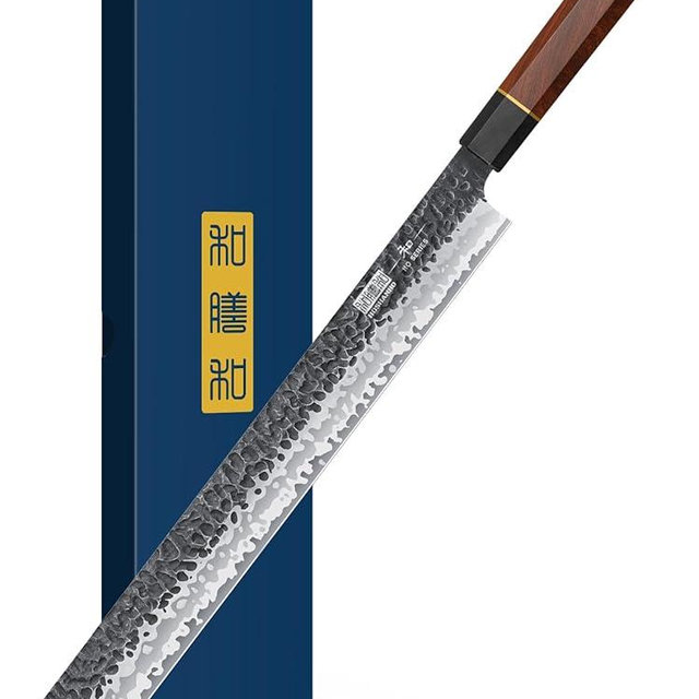 HOSHANHO 12 Inch Brisket Slicing Knife, Japanese Carving Knife for Meat Cutting and BBQ, Hand Forged Razor Sharp Slicing Knives with Ergonomic Octagonal Handle