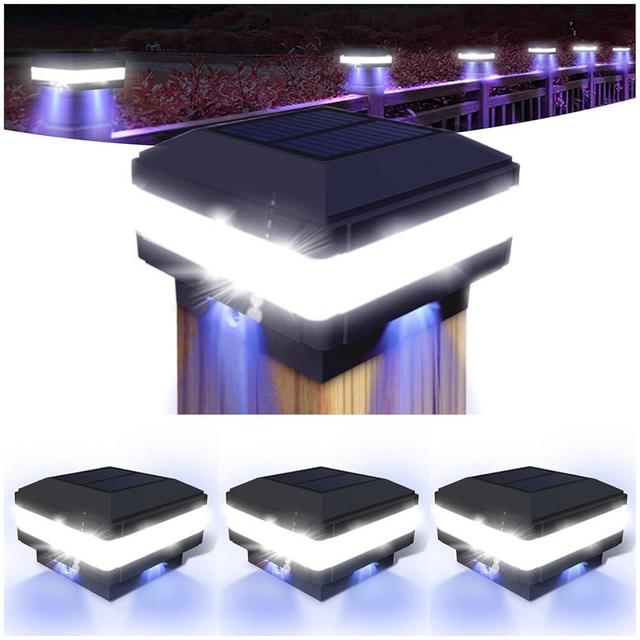Solar Post Lights Outdoor - 4x4 Post Solar Lights - IP65 Waterproof 160 LM Solar Post Cap Lights Fits 4x4 5x5 6x6 Fence Post, Solar Deck Fence Post Lights for Patio Garden Landscape Lighting
