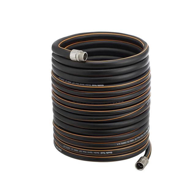 Giraffe Tools Hybrid Garden Hose 100 ft, 5/8" Rubber Water Hose with Custom Length, Heavy Duty, No Kink, Flexible Gardening Hose with Male to Female Fittings for Garden & Yard