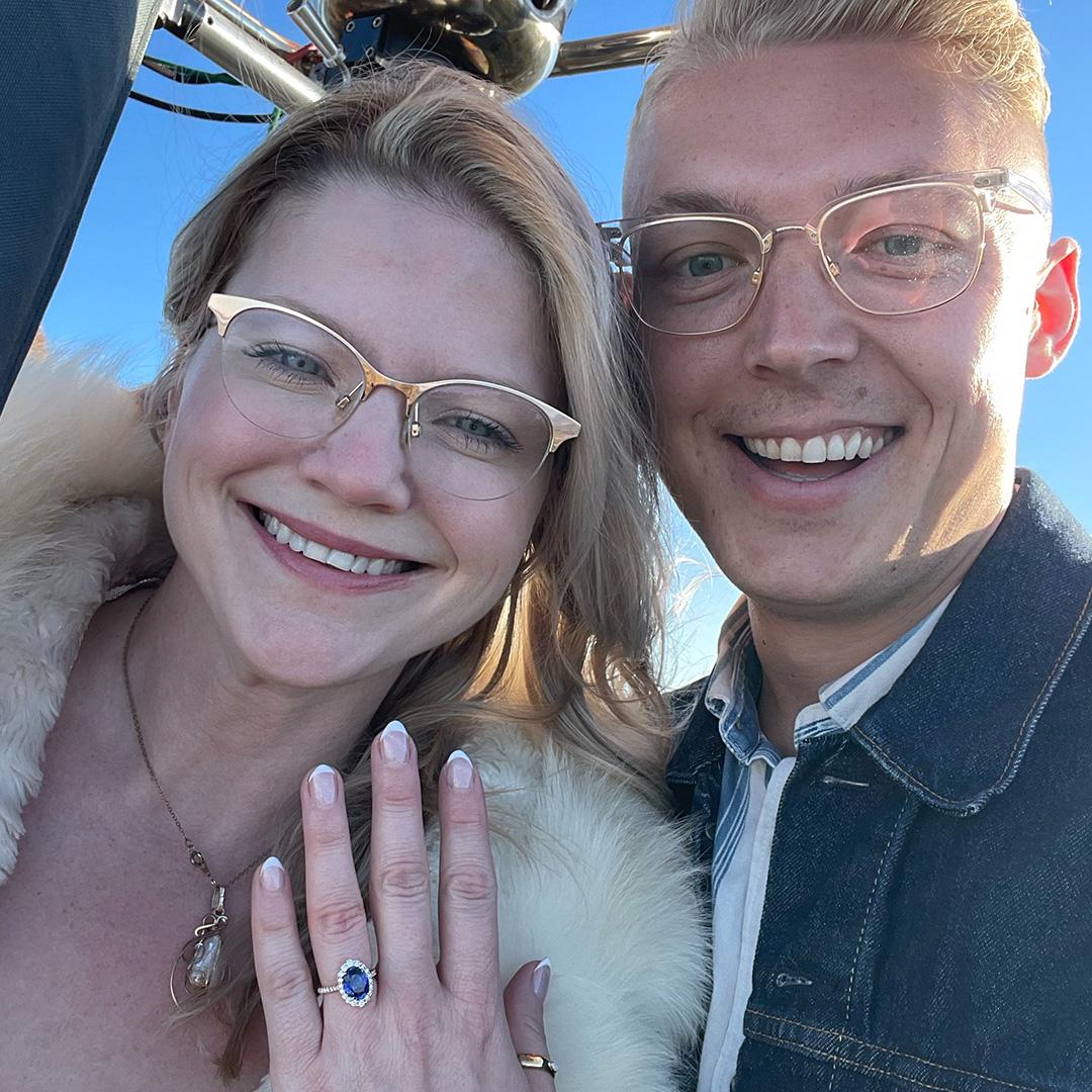She said yes! In a hot air ballon.